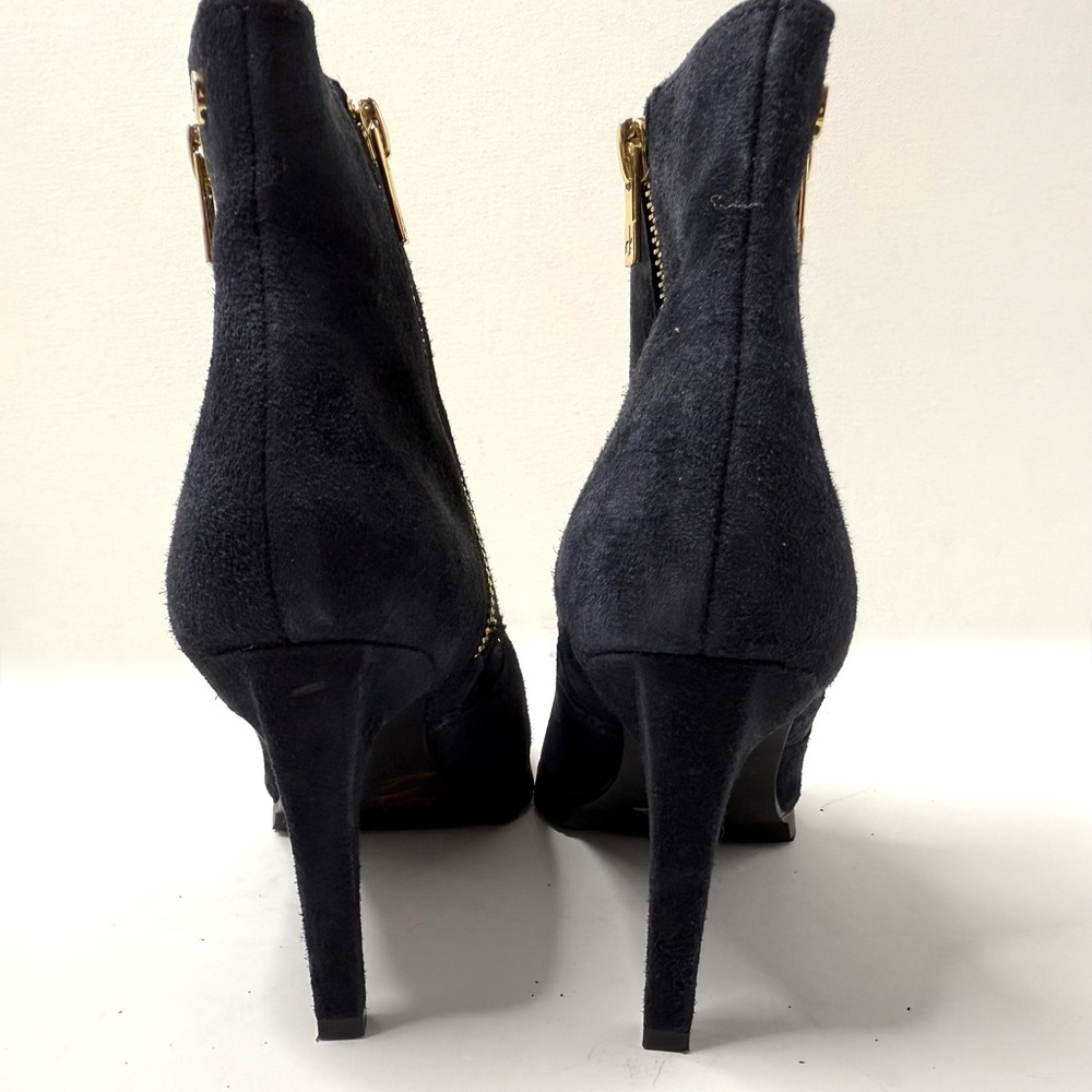 Calvin Klein BIONDA Black Suede Ankle Boots Size 6.5 Double Zipper - Picture 3 of 6